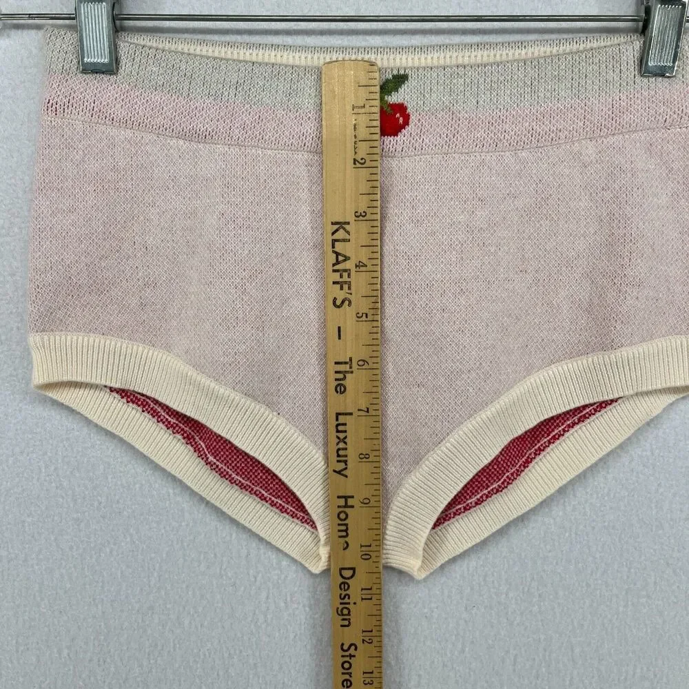 FREE PEOPLE Panty XS INTIMATELY Knitted Cherry Underwear Ivory NEW_11